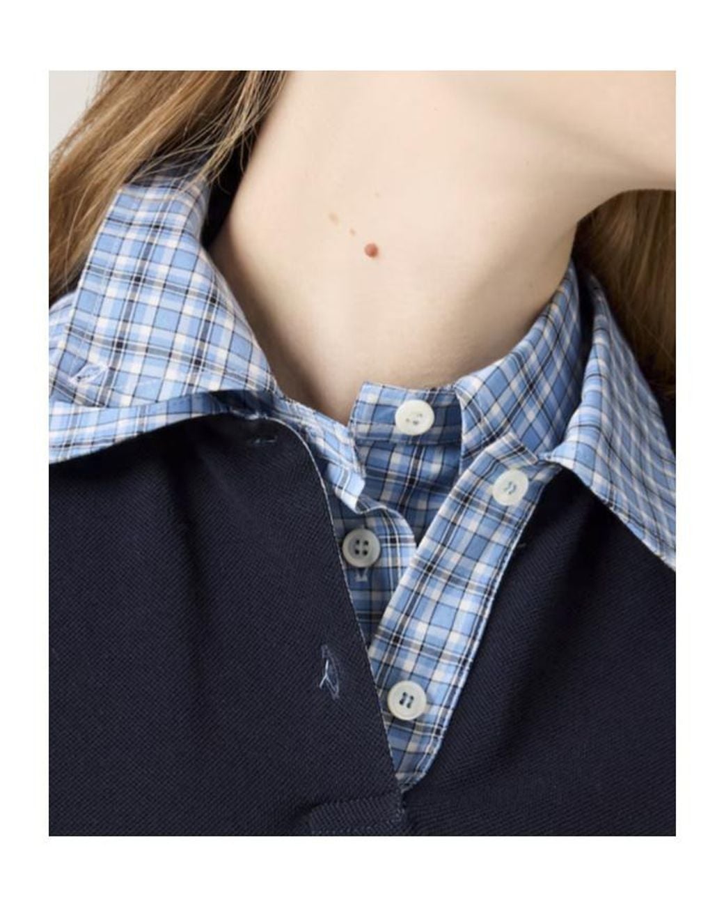 Miu Miu Blue Checked Cropped Shirt