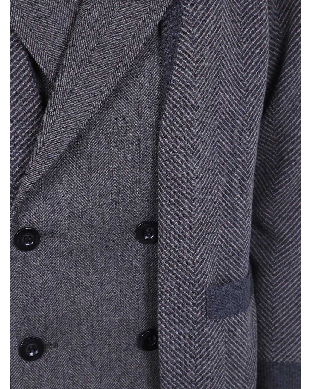 Sacai Blue Herringbone-Knit Double-Breasted Cardigan