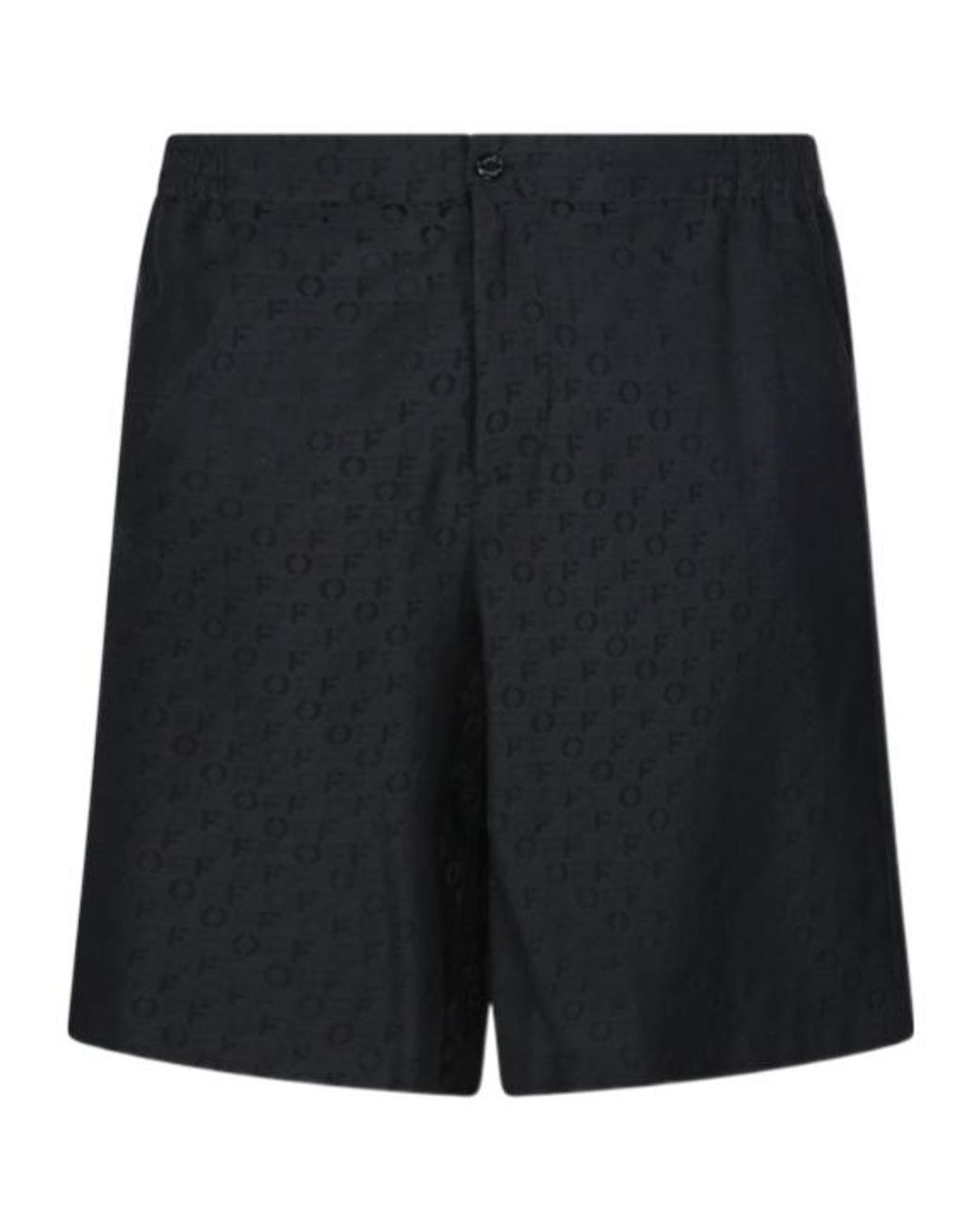 Off-White c/o Virgil Abloh Black All-Over Logo Patterned Bermuda Shorts for men