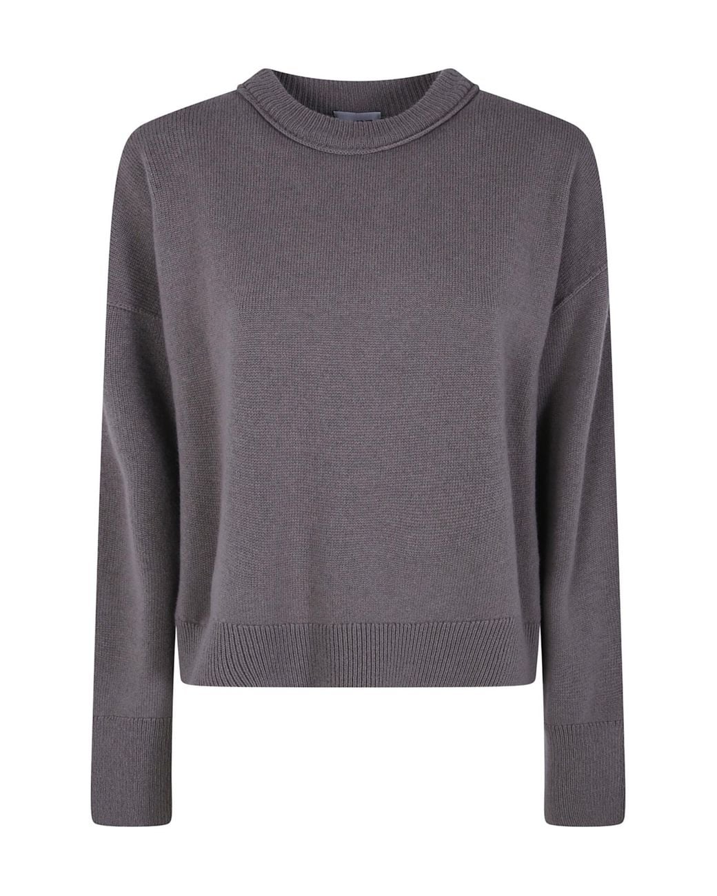 Mrz Gray Cropped Oversized Round Neck Sweater