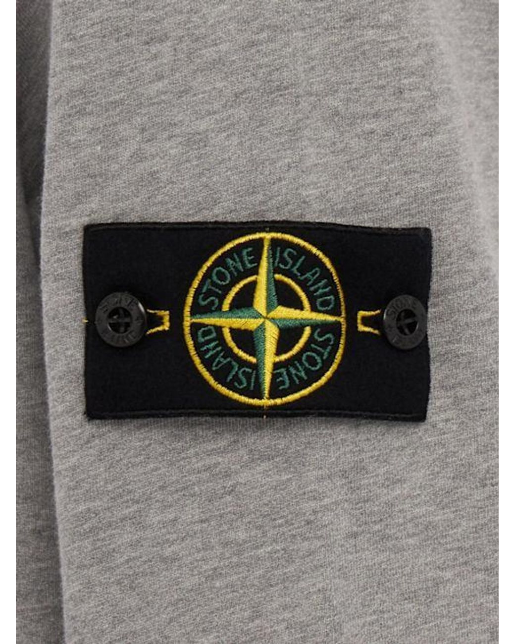 Stone Island Gray Logo Cotton Crewneck Sweatshirt for men