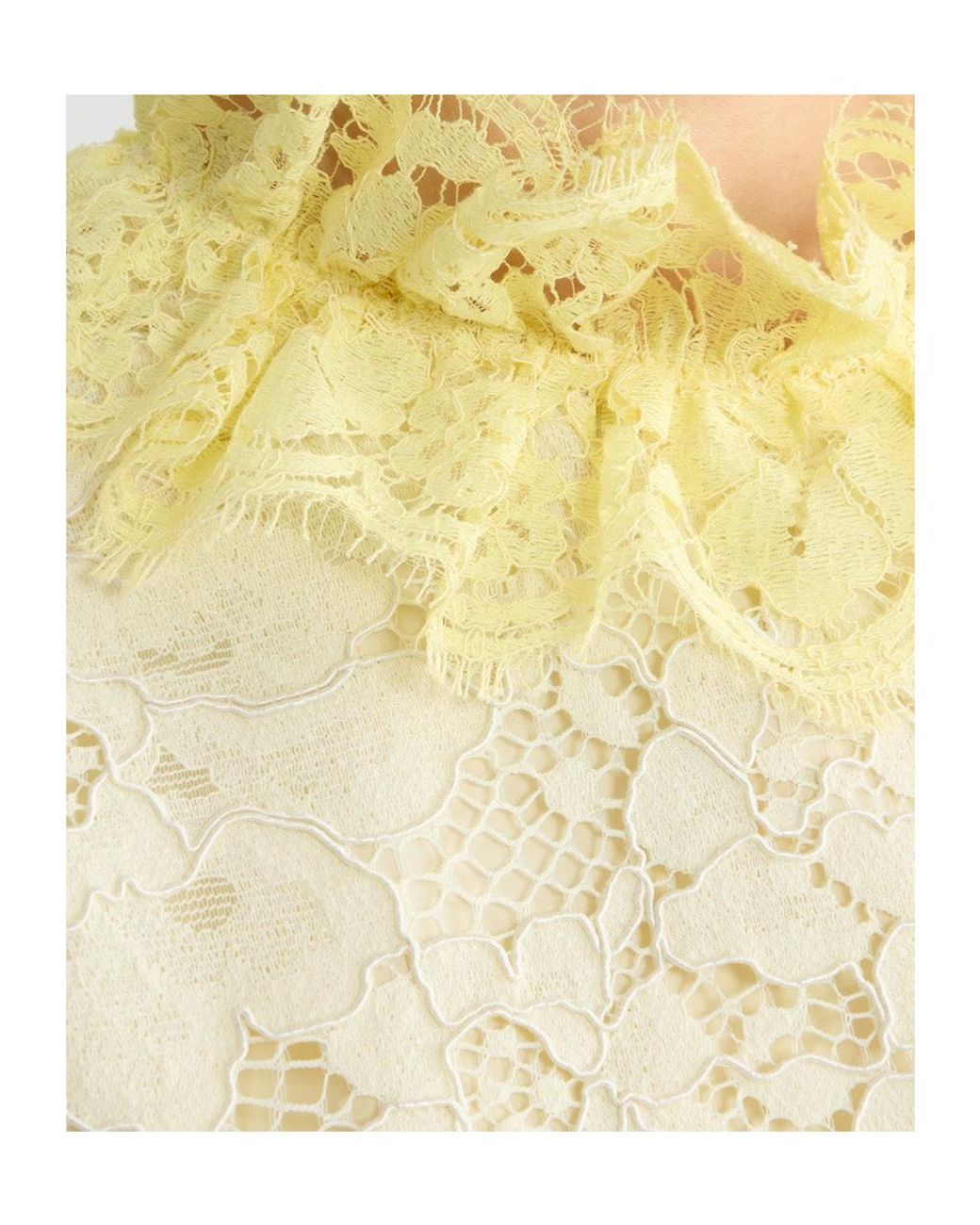 Patou Yellow Lace Ruffled Mini Dress