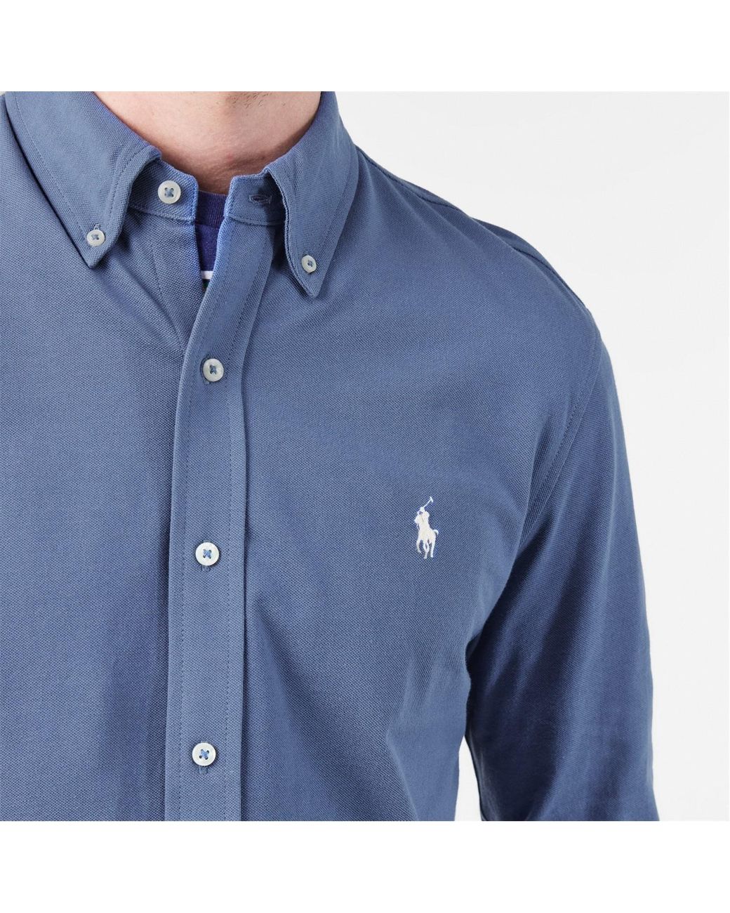 Polo Ralph Lauren Blue Pique Logo Shirt for men