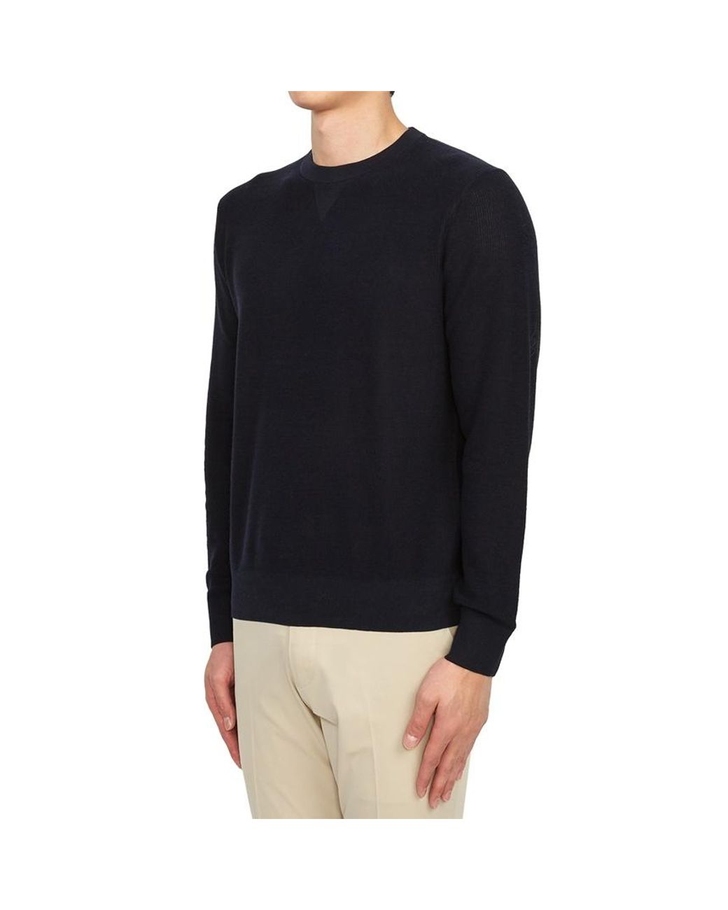 Theory Blue Long Sleeved Crewneck Sweater for men