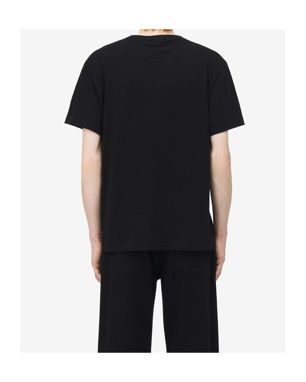 McQueen Black Flocked-Logo Crewneck T-Shirt for men