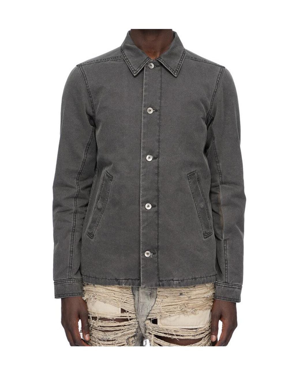 Rick Owens Gray Button-Up Shirt for men