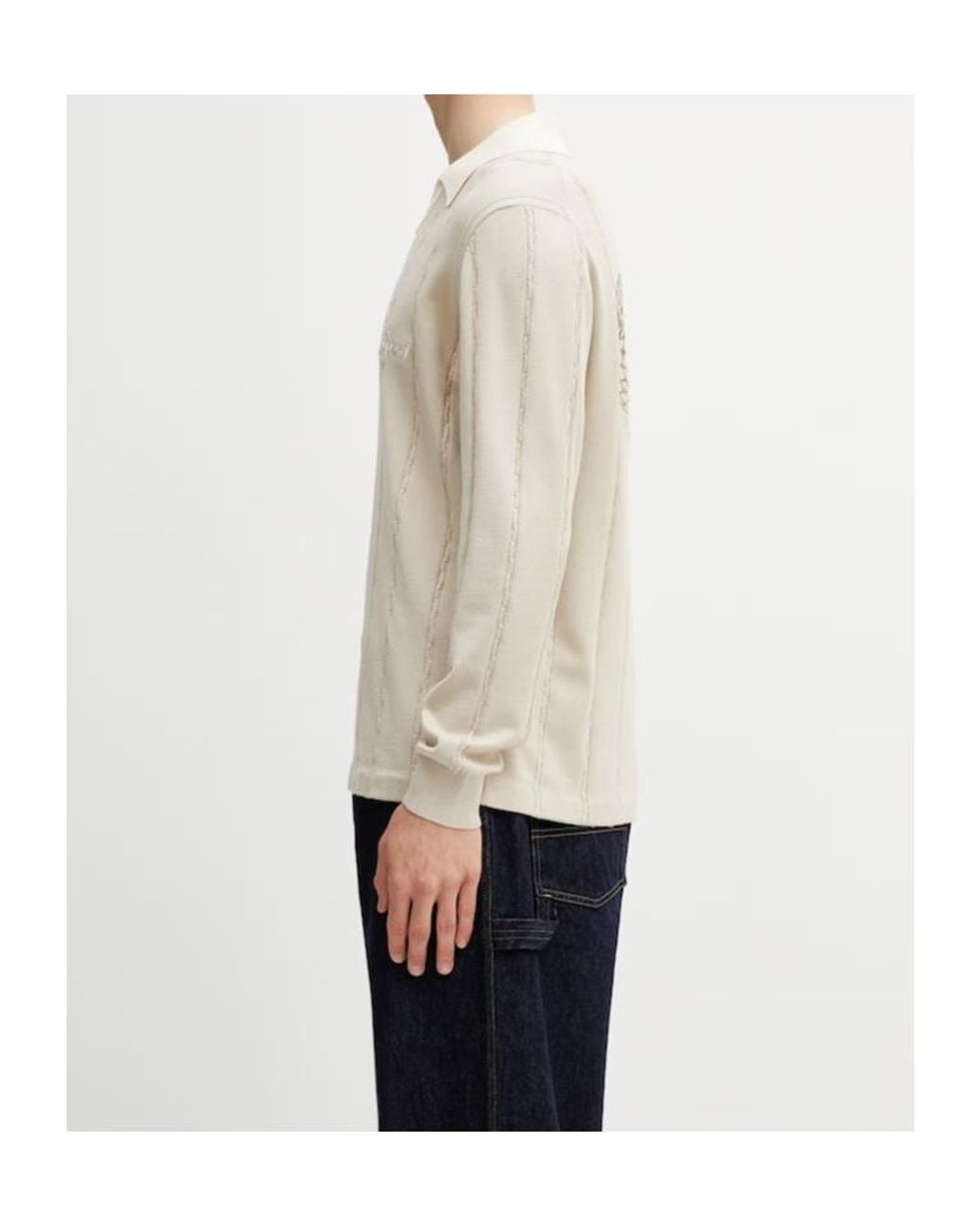 Filling Pieces White V-Neck Pullover for men