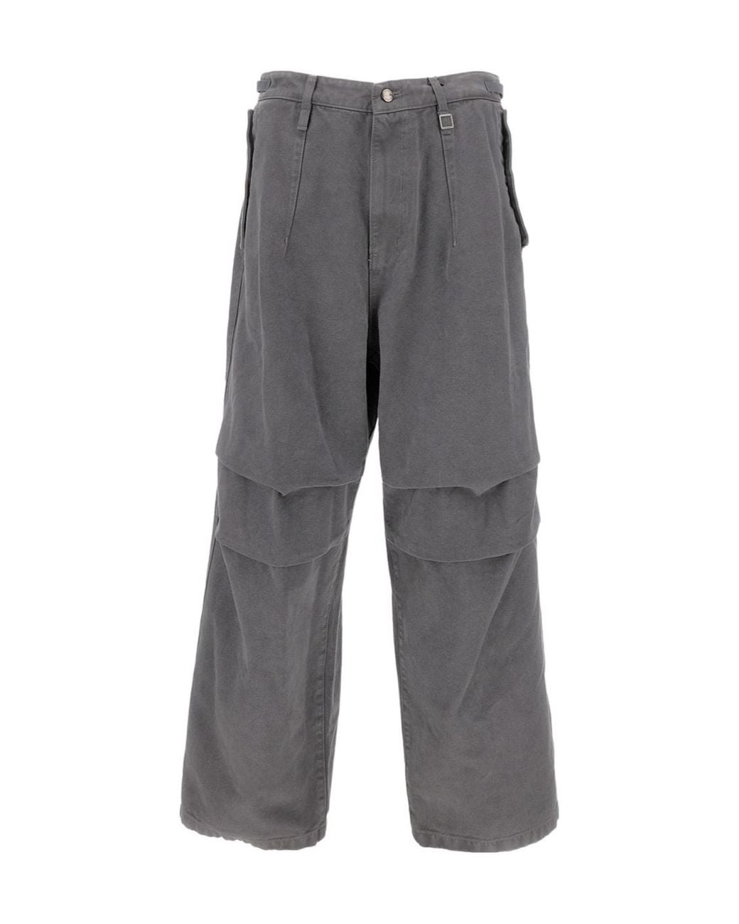 Wooyoungmi Gray Belted Straight-Leg Pants for men