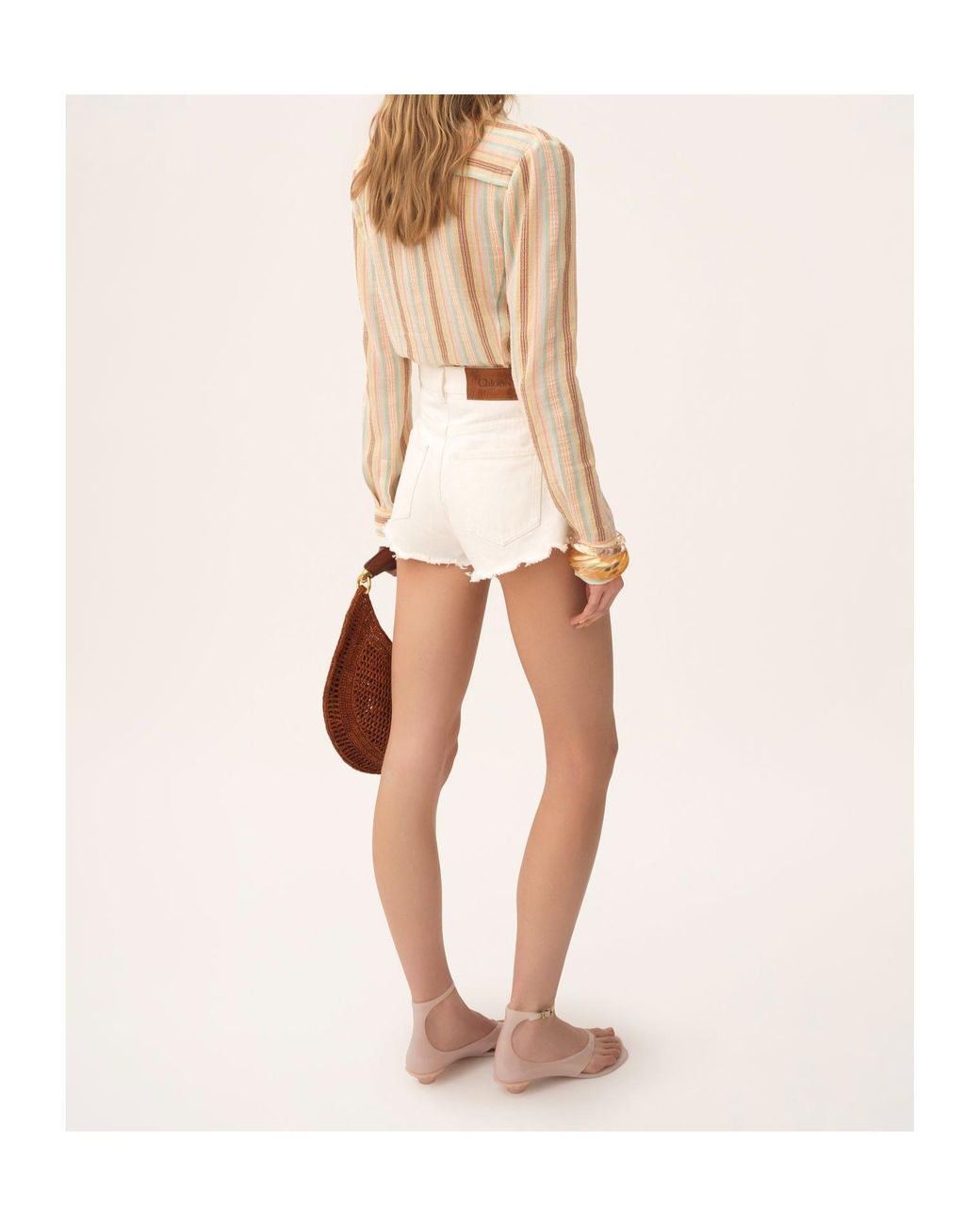 Chloé Natural Chloé Striped Long-Sleeved Shirt