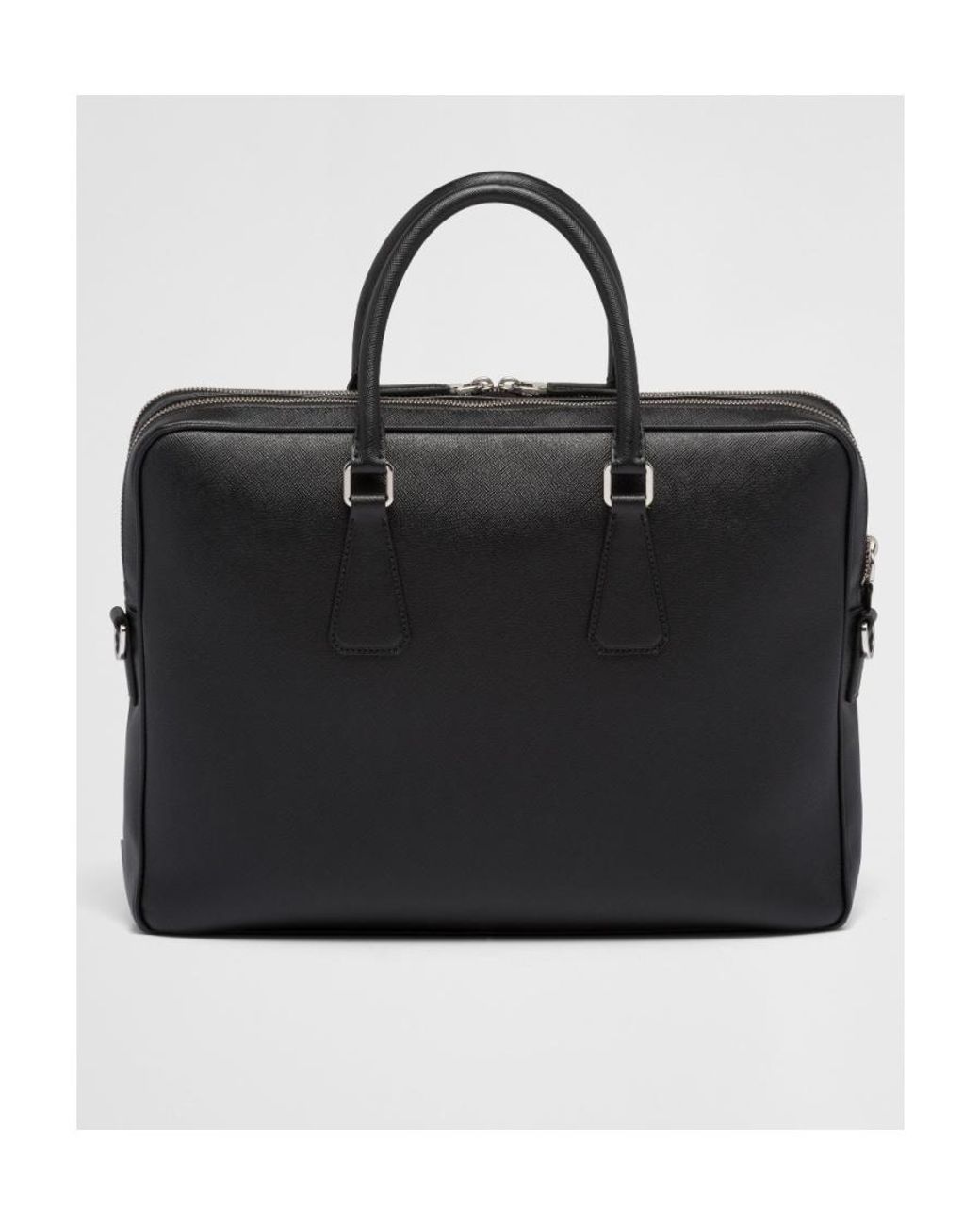 Prada Black Triangle-Logo Zipped Briefcase for men