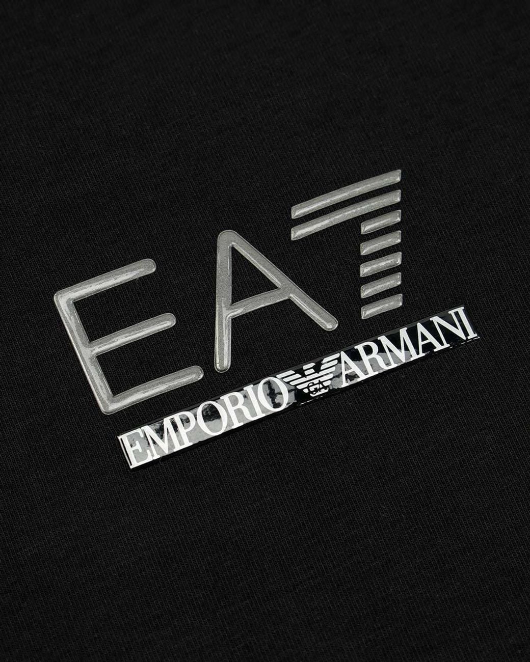 EA7 Black Round Collar Logo T-Shirt for men