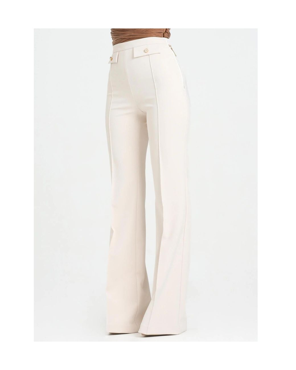 Elisabetta Franchi Natural Straight-Leg Tailored Pants