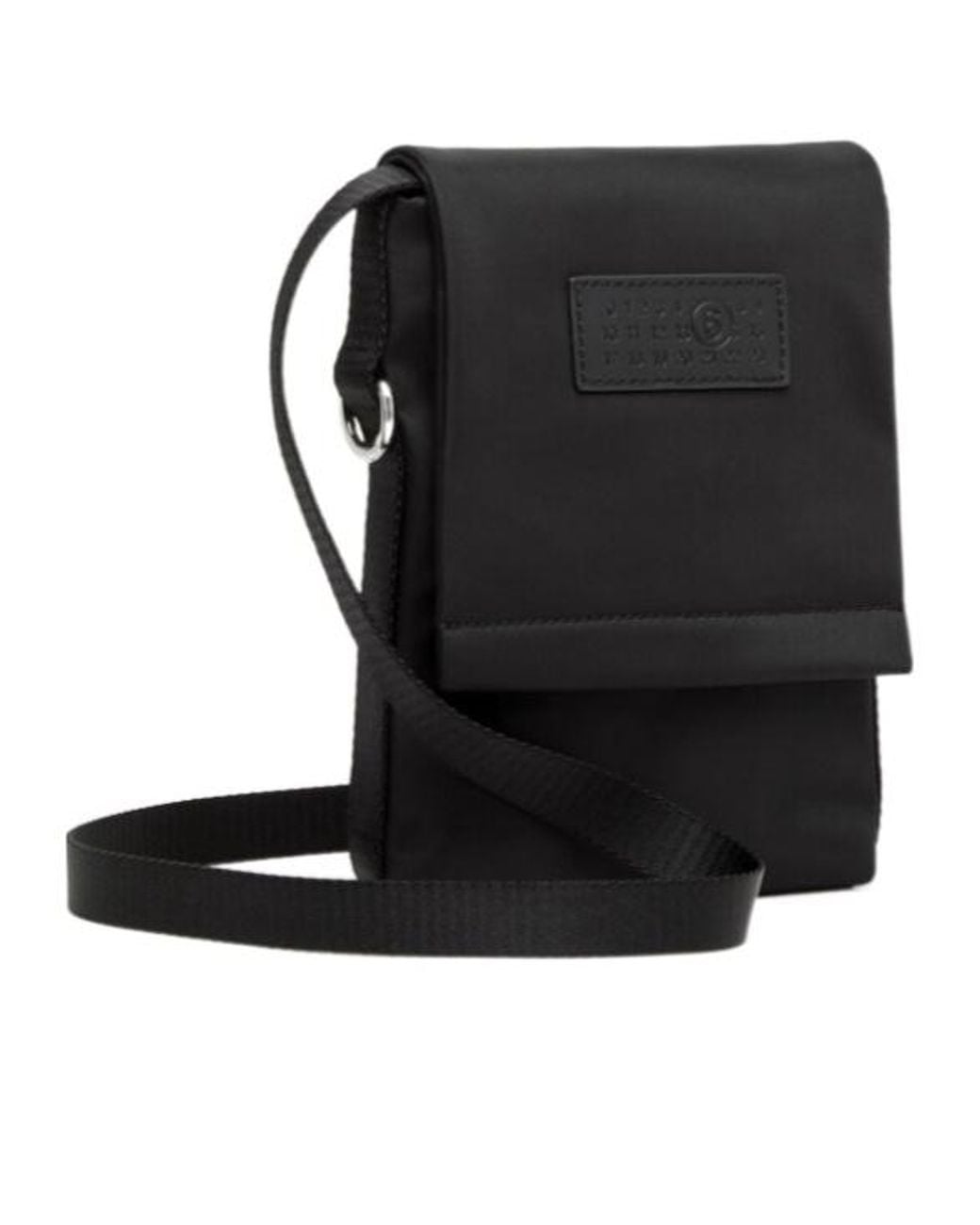 MM6 by Maison Margiela Black Logo-Patch Shoulder Bag for men