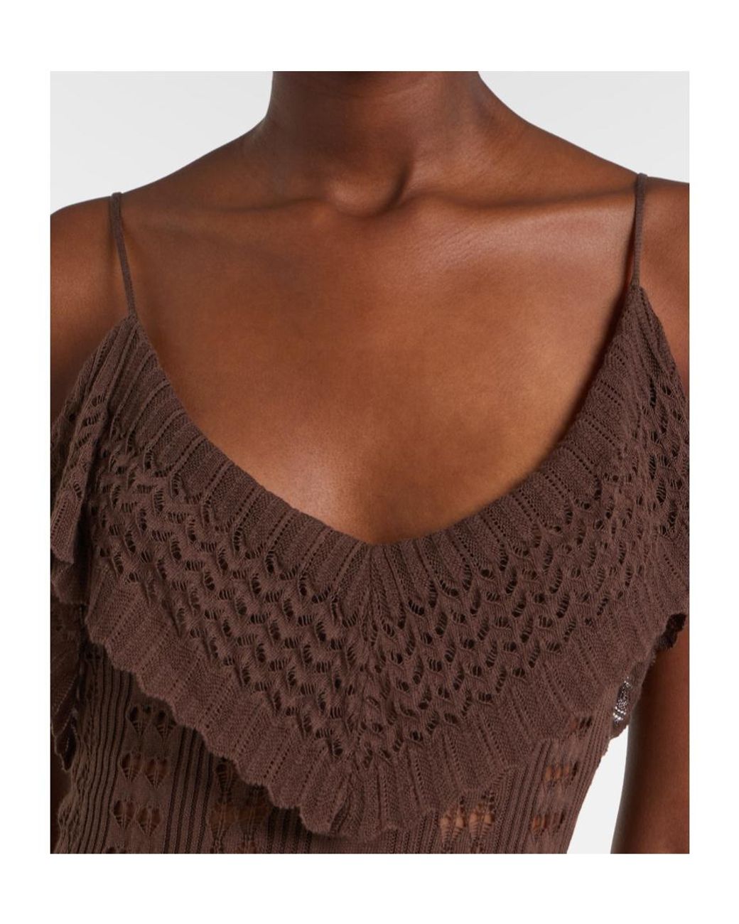 AYA MUSE Brown Ruffled Cutout Dress