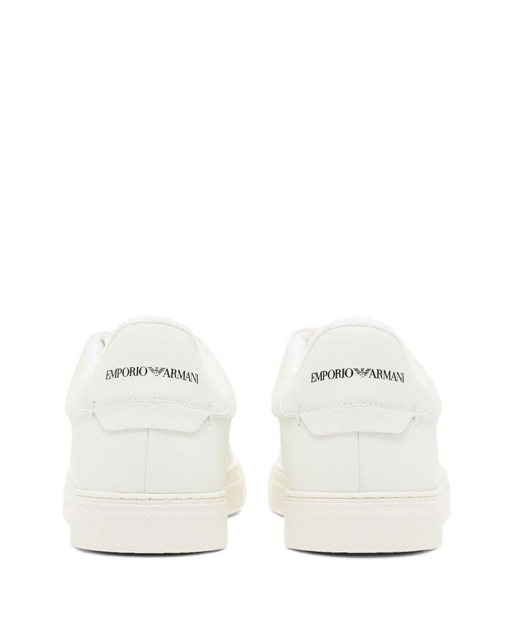 Emporio Armani White Logo-Detail Leather Sneakers for men