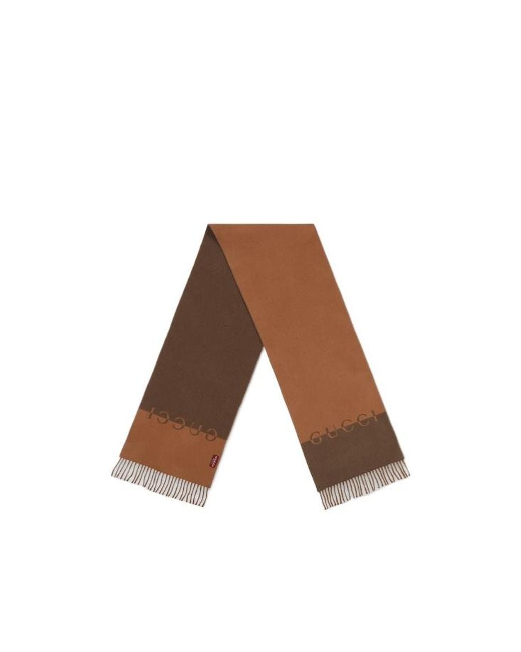 Gucci Brown Parf Logo Fringed Scarf