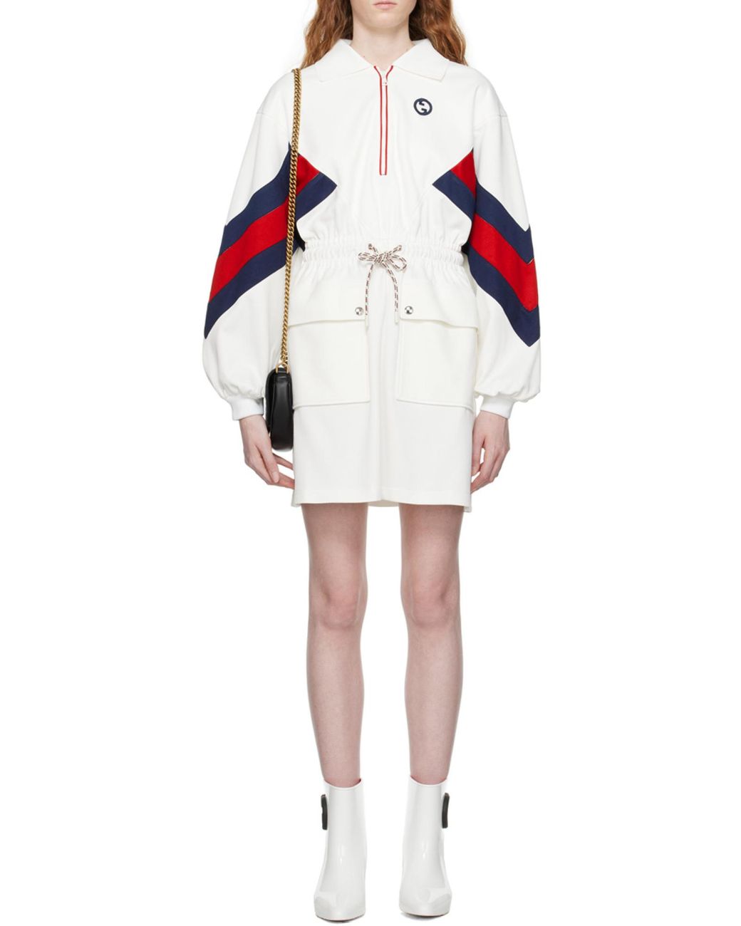 Gucci White Technical Jersey Polo Dress