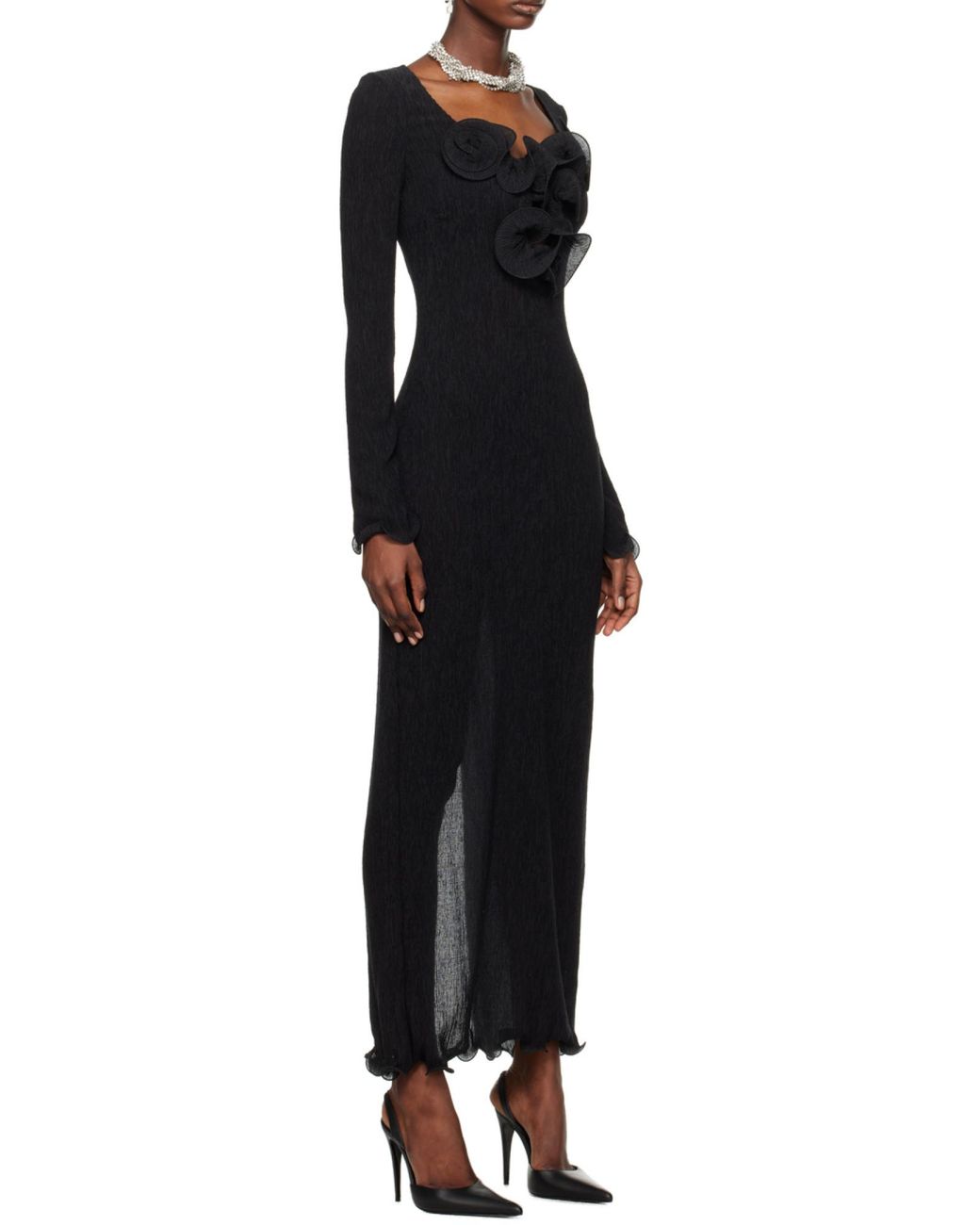 Magda Butrym Black Long-Sleeved Crepe Beach Maxi Dress