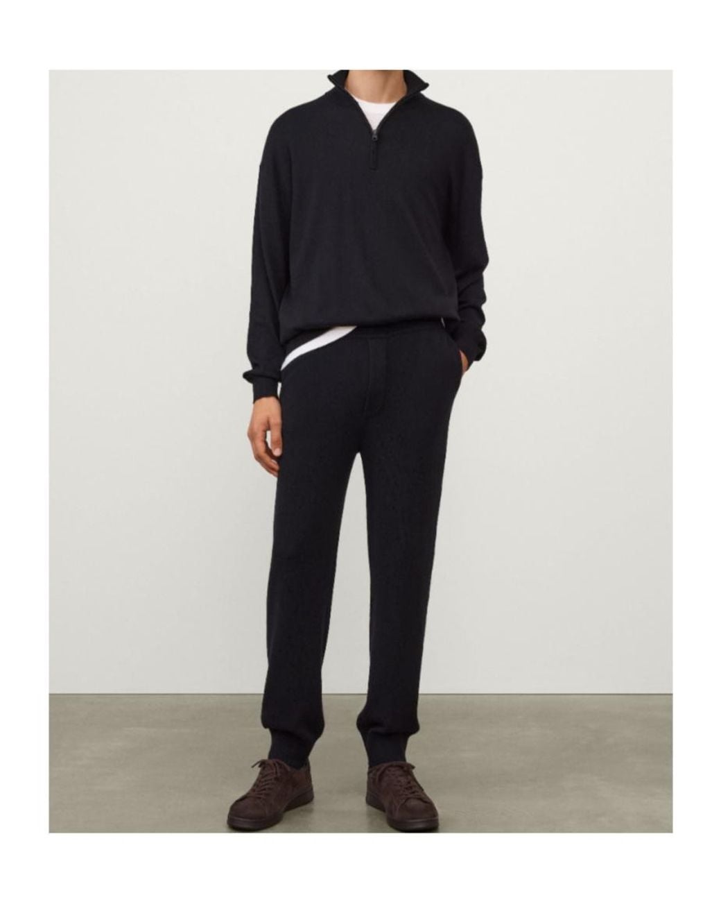 Lisa Yang Black Ribbed Cuff Knitted Trousers for men