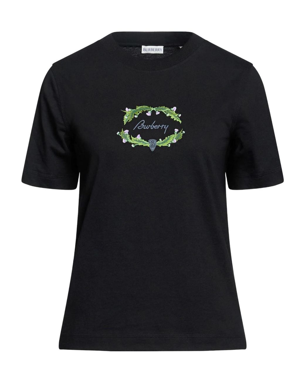 Burberry Black Solid Printed T-Shirt