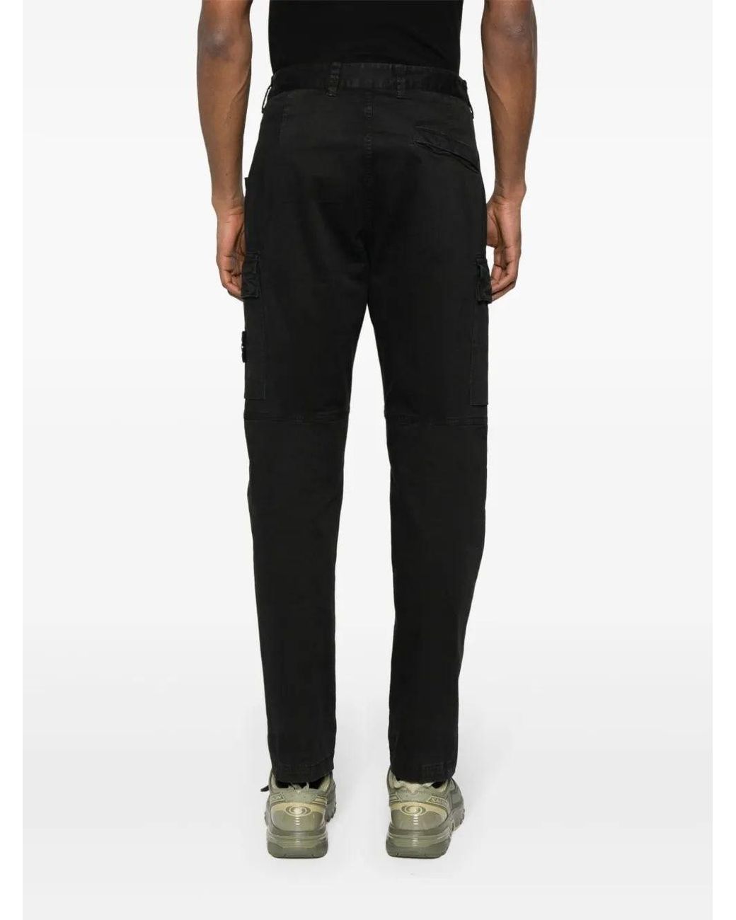 Stone Island Black Logo Patch Cargo Pants for men