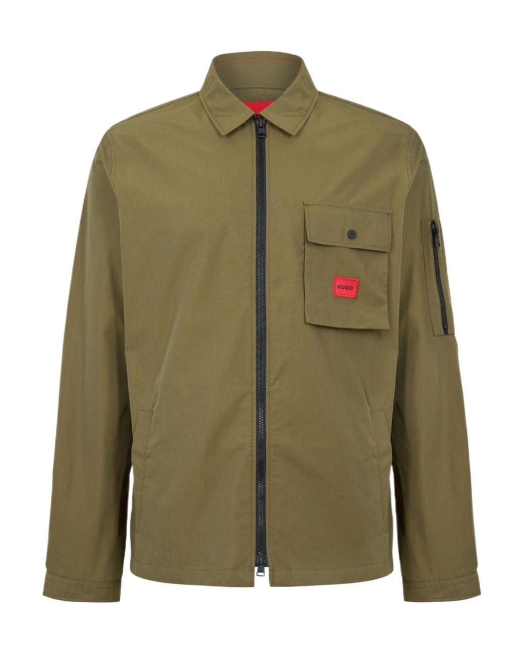Boss Green Hugo Emmond Cotton Long Sleeve Zip Overshirt for men