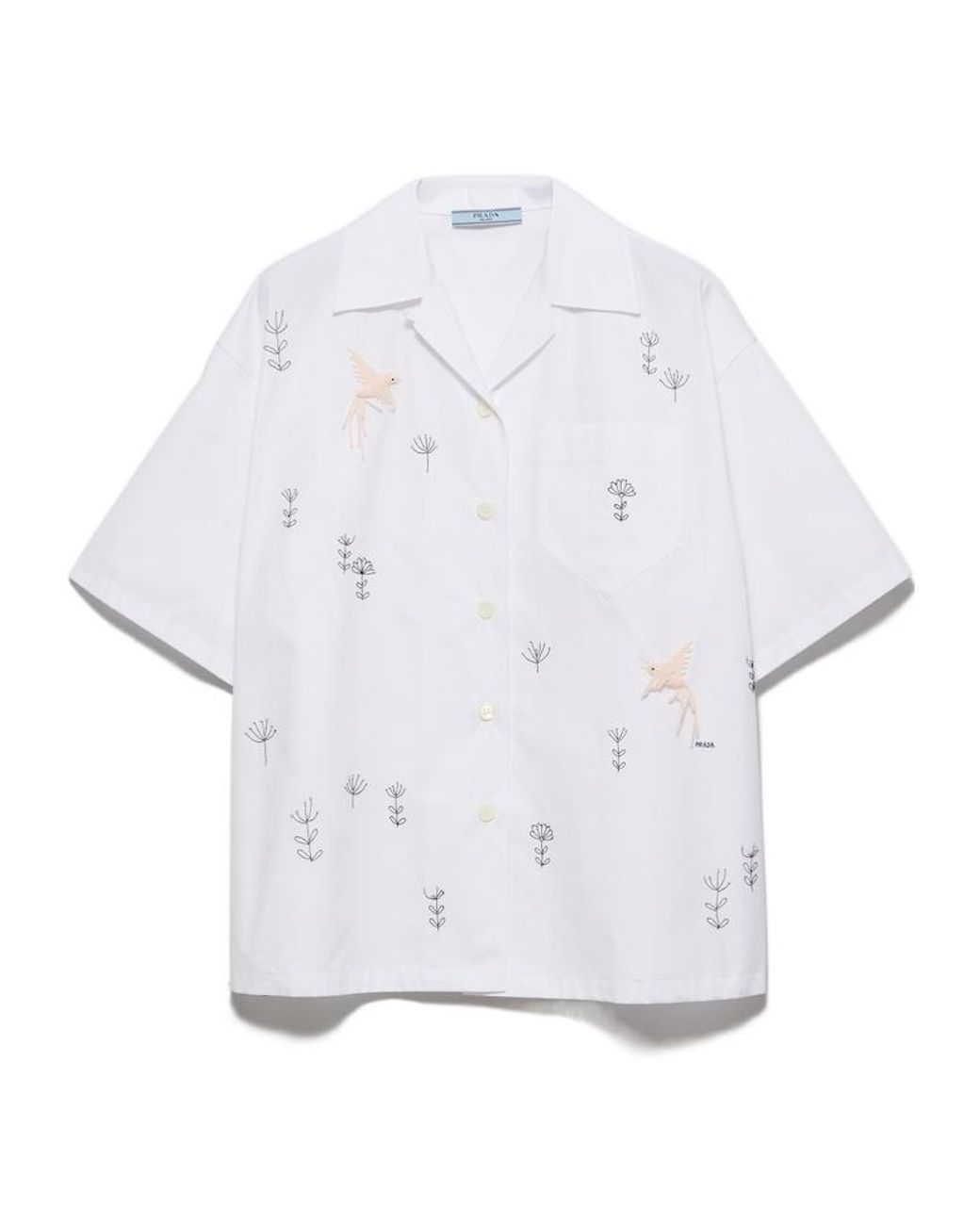 Prada White Short-Sleeved Button-Up Shirt