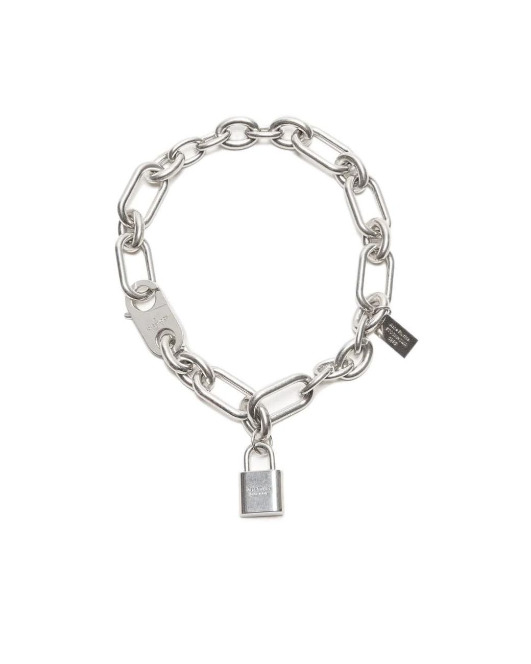Acne White Padlock Chain Necklace for men