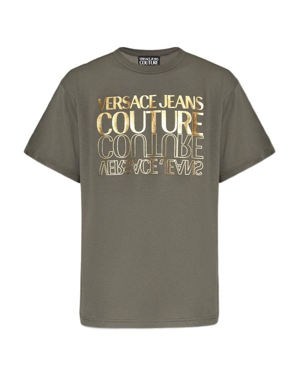 Versace Jeans Green Couture Logo Printed Crewneck T-Shirt for men