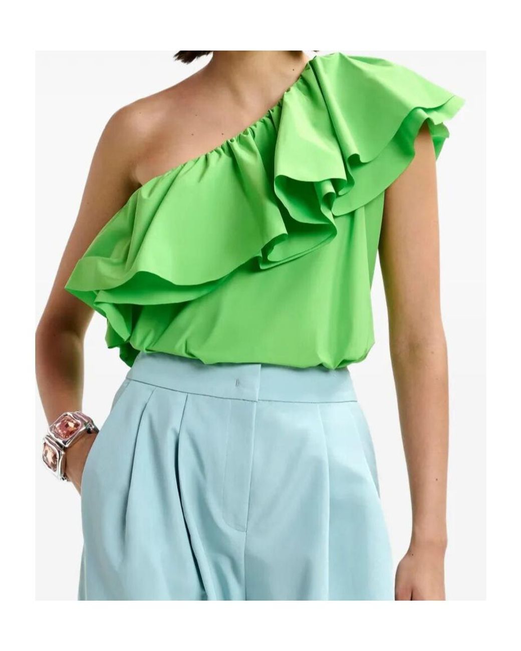 Essentiel Antwerp Green 'Jillian' Asymmetric Ruffle Top