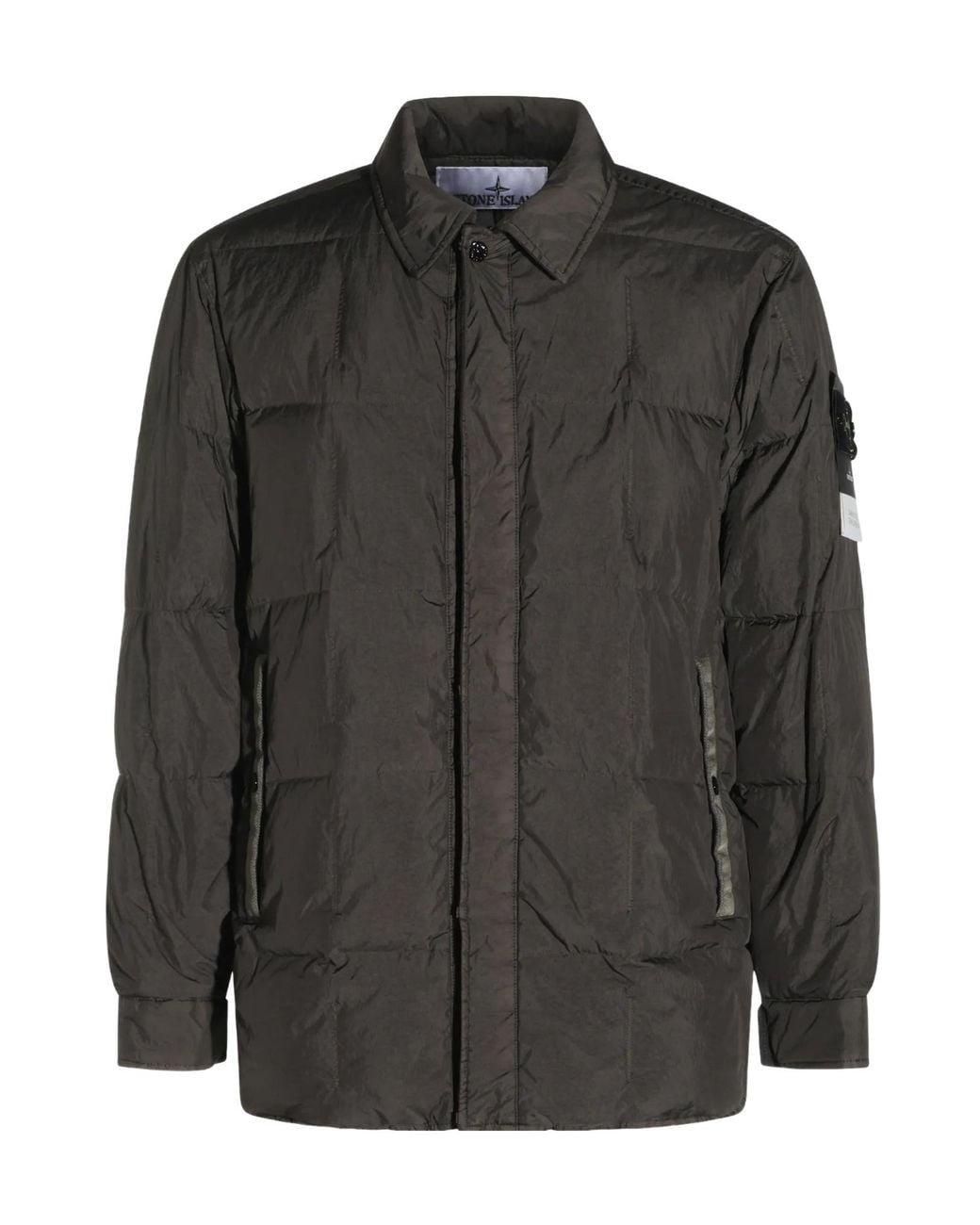 Stone Island Black Garment Dyed Crinkle Reps Coat for men