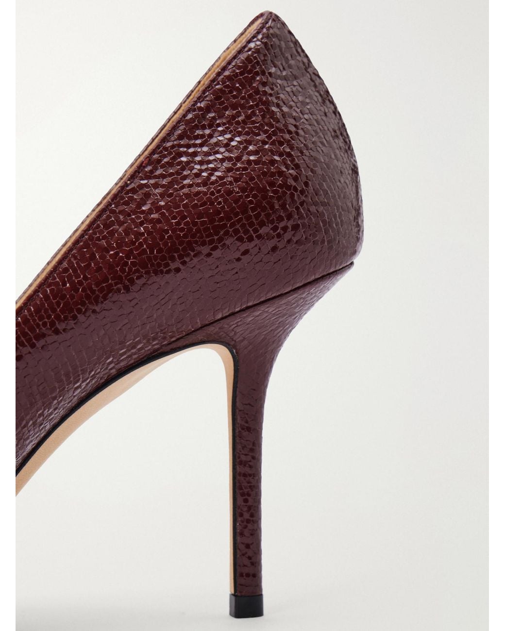 Jimmy Choo Brown Love 85 Crackled-Leather Pumps