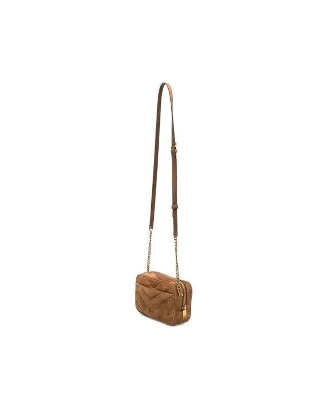 Saint Laurent Natural Quilted-Suede Crossbody Bag