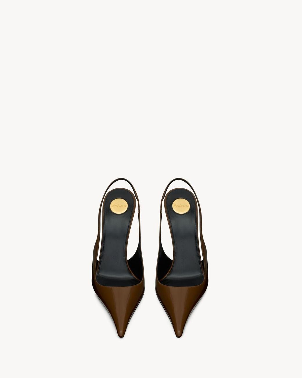 Saint Laurent Brown Vendome Slingback Pumps