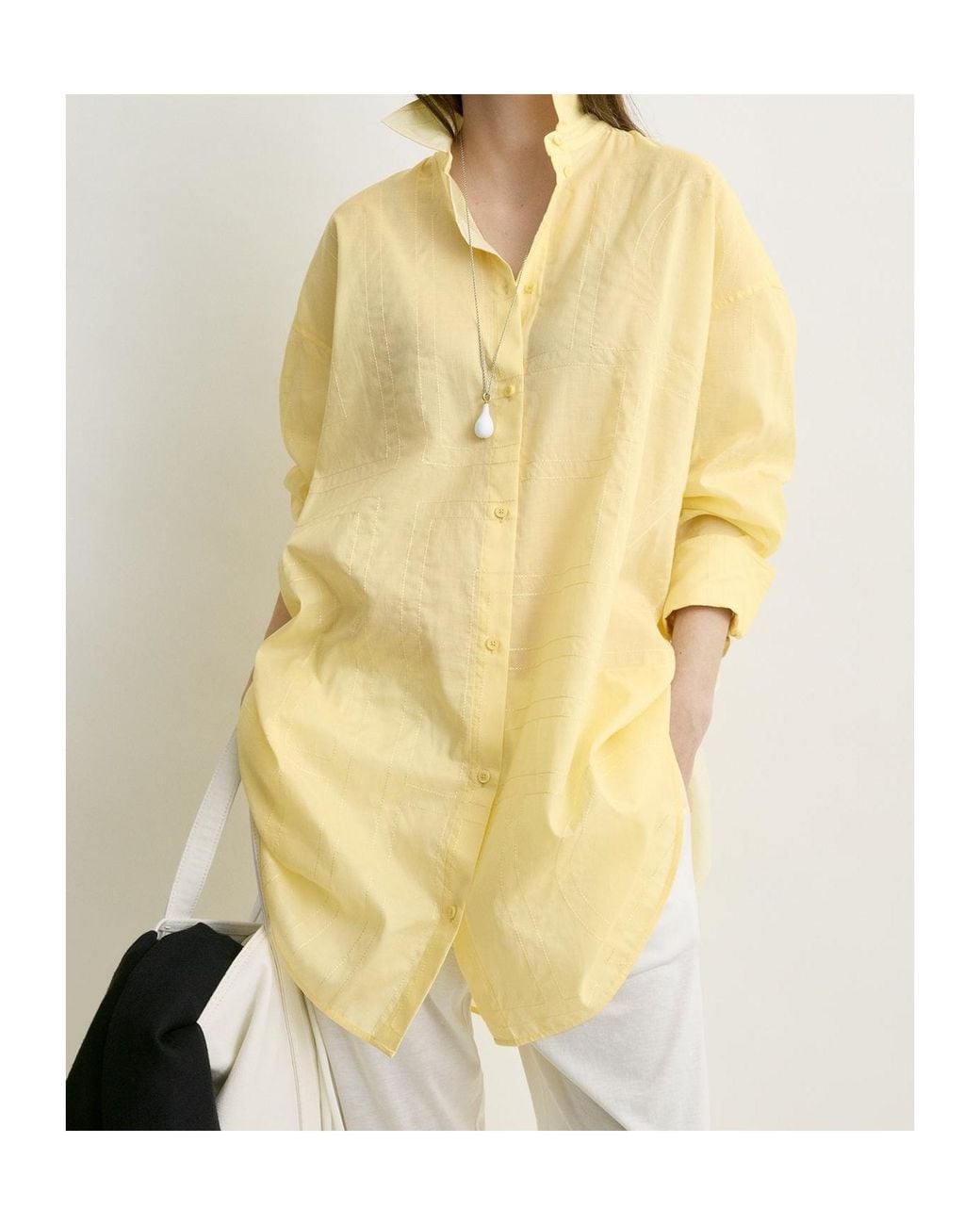 Totême Yellow Monogram-Embroidered Oversized Shirt