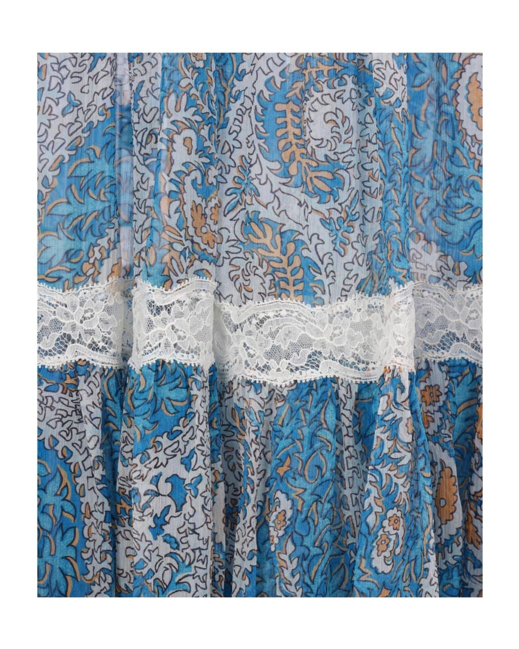 Etro Blue Paisley Lace Maxi Skirt
