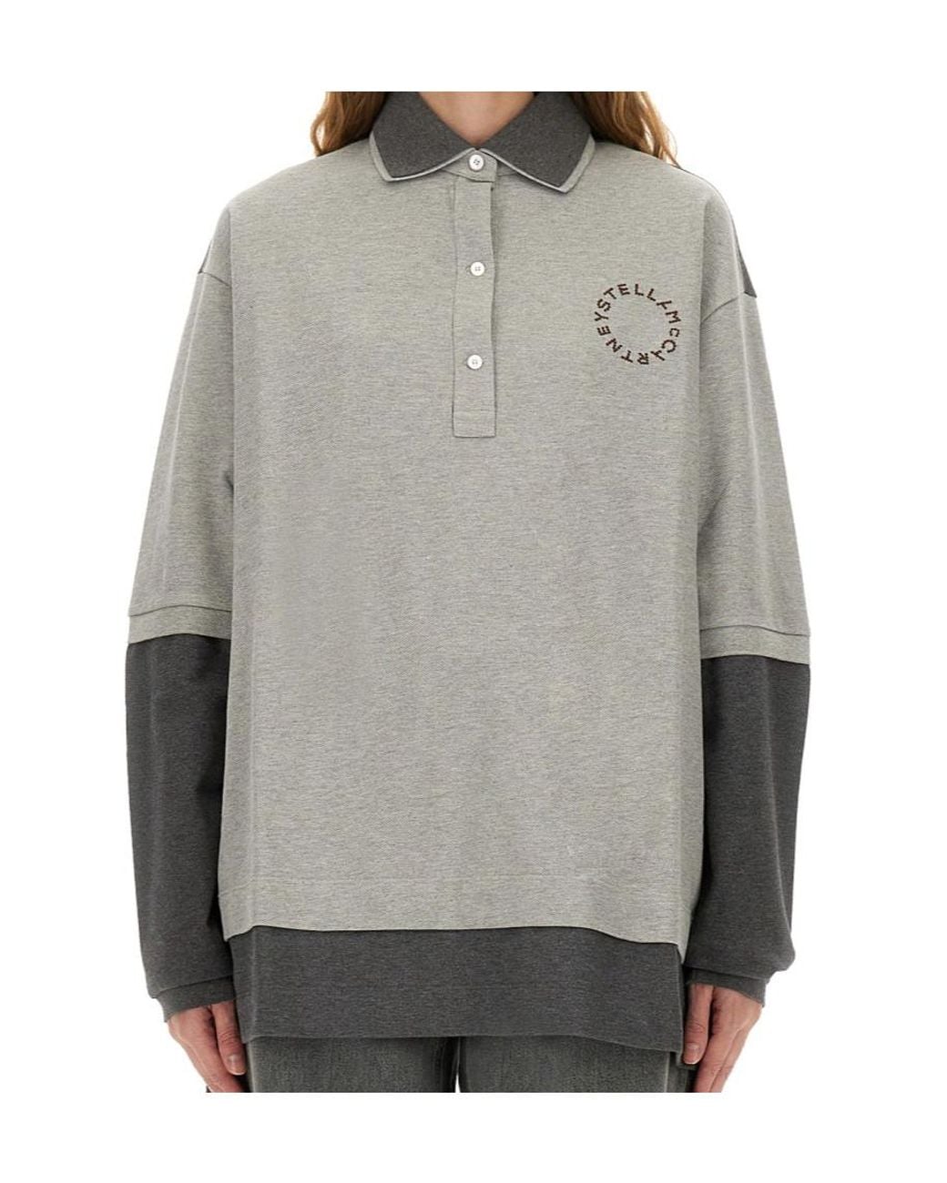 Stella McCartney Gray Logo Panelled Rugby Shirt
