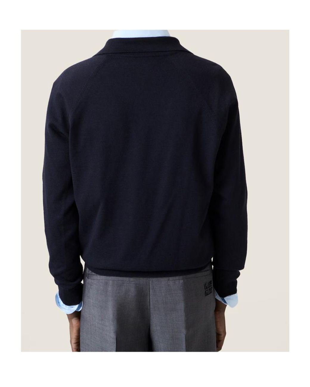 Miu Miu Blue Logo-Embroidered Polo Jumper