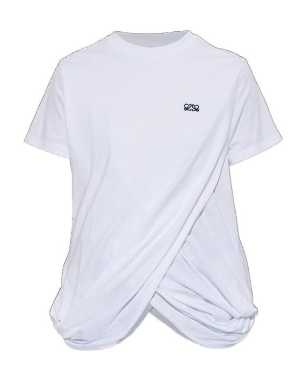 Loewe White Asymmetric Draped T-Shirt
