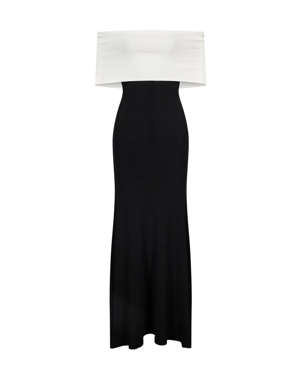 Roland Mouret Black Off-Shoulder Colour-Block Maxi Dress