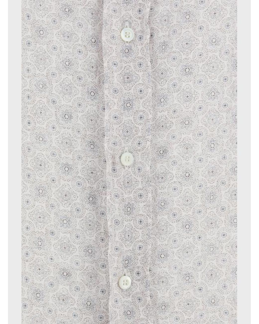 Brunello Cucinelli Gray Pattern Long-Sleeved Shirt for men