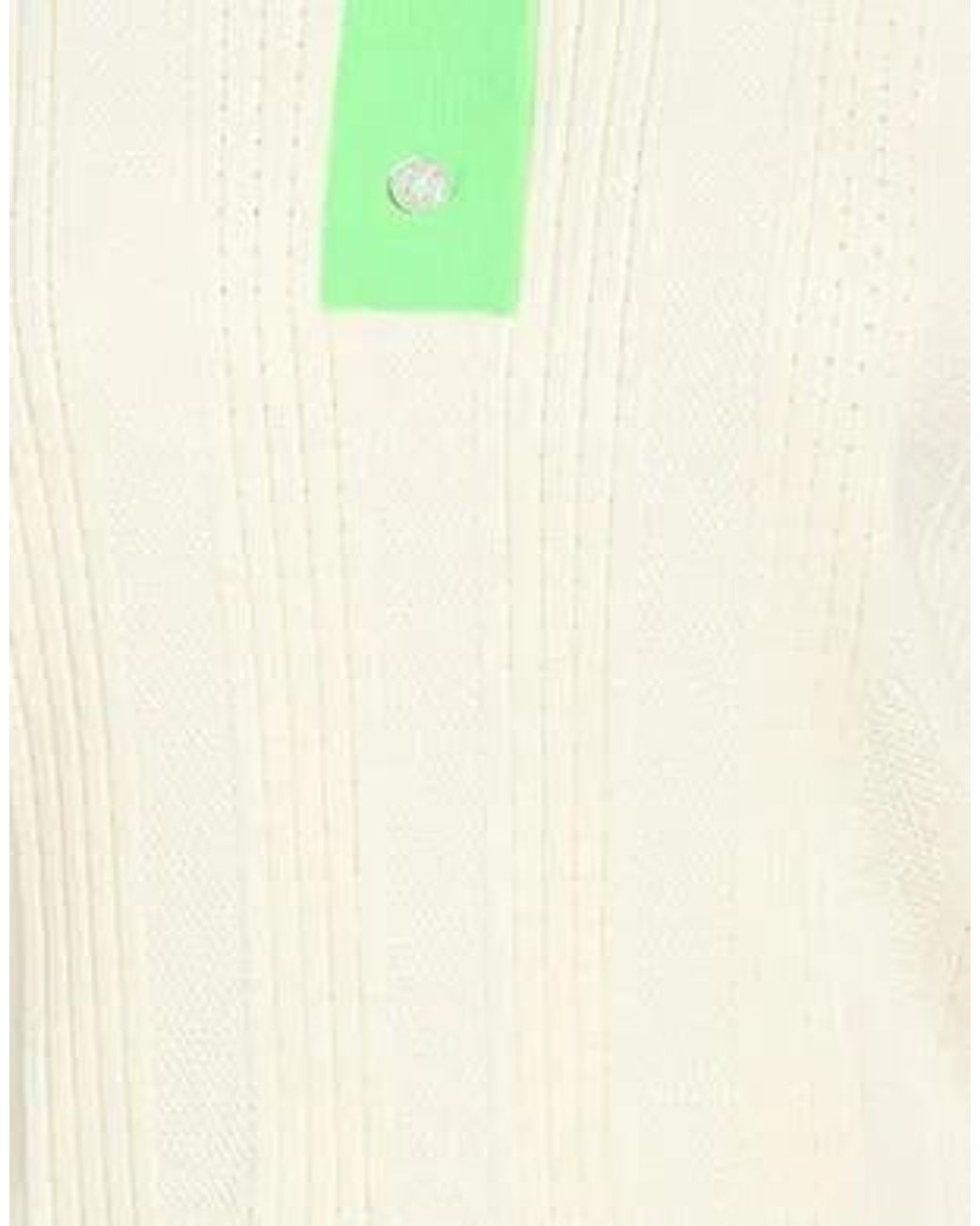 Tory Burch White Mid-Sleeve Knit Top With Color-Blocked Polo Collar