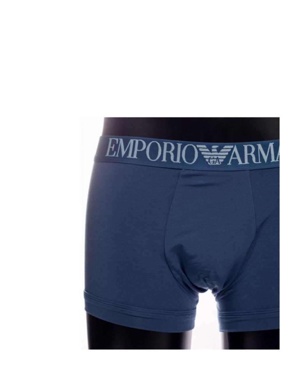 Emporio Armani Blue Logo Waist-Edge Boxers for men