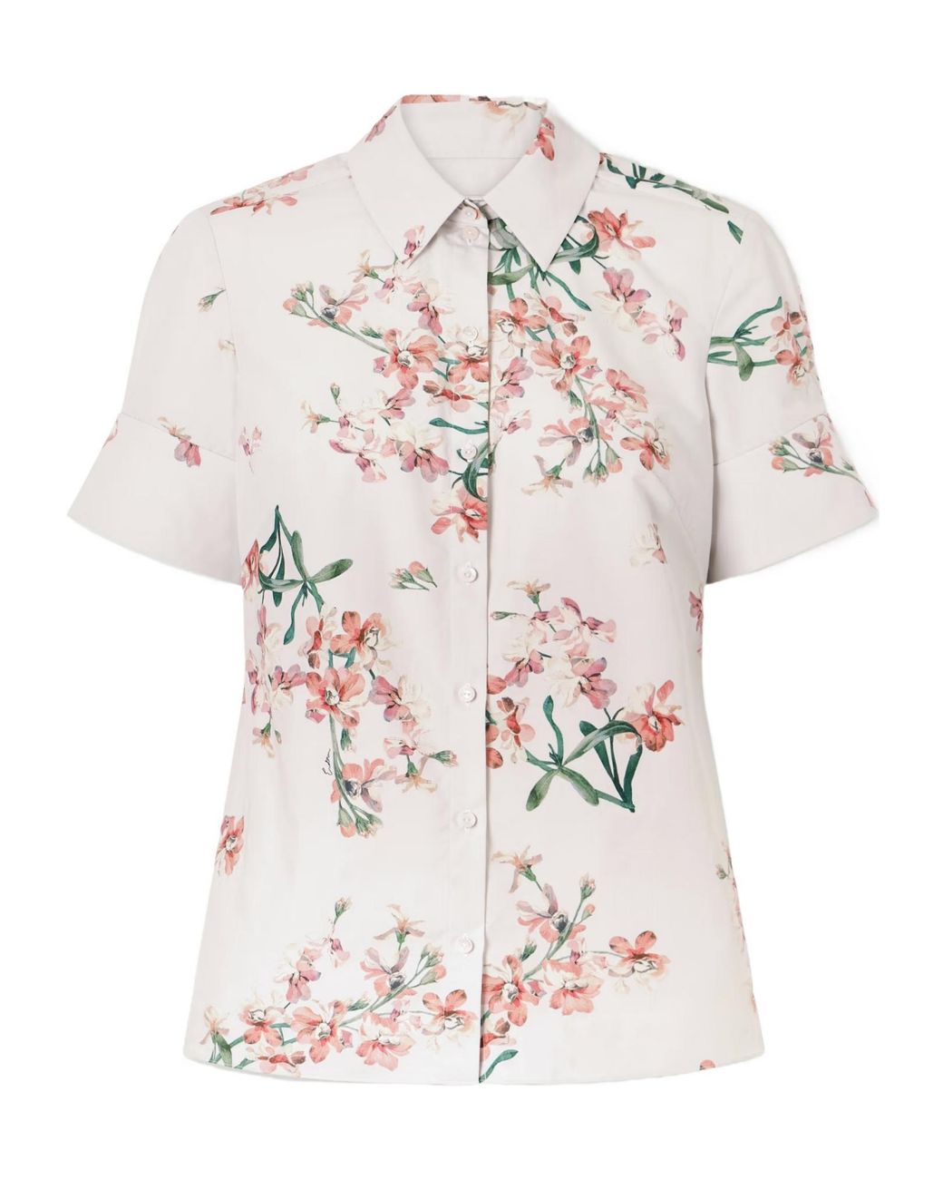 Erdem White Floral-Print Cotton-Poplin Shirt
