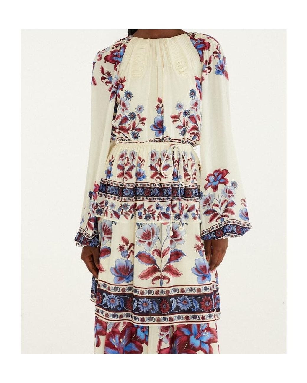 Farm Rio White Malu Winter Floral-Print Maxi Dress