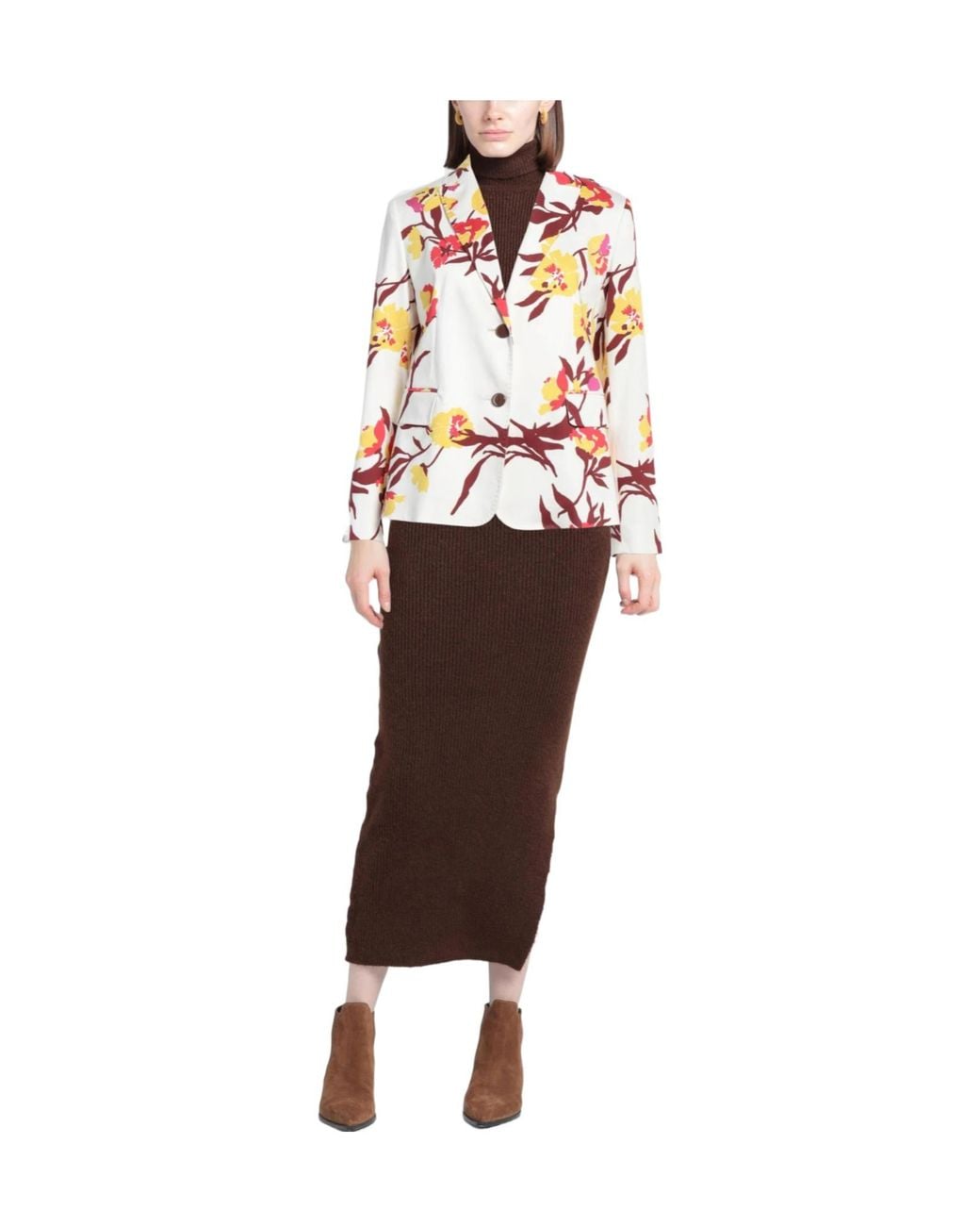 Max Mara White Floral-Print Blazer