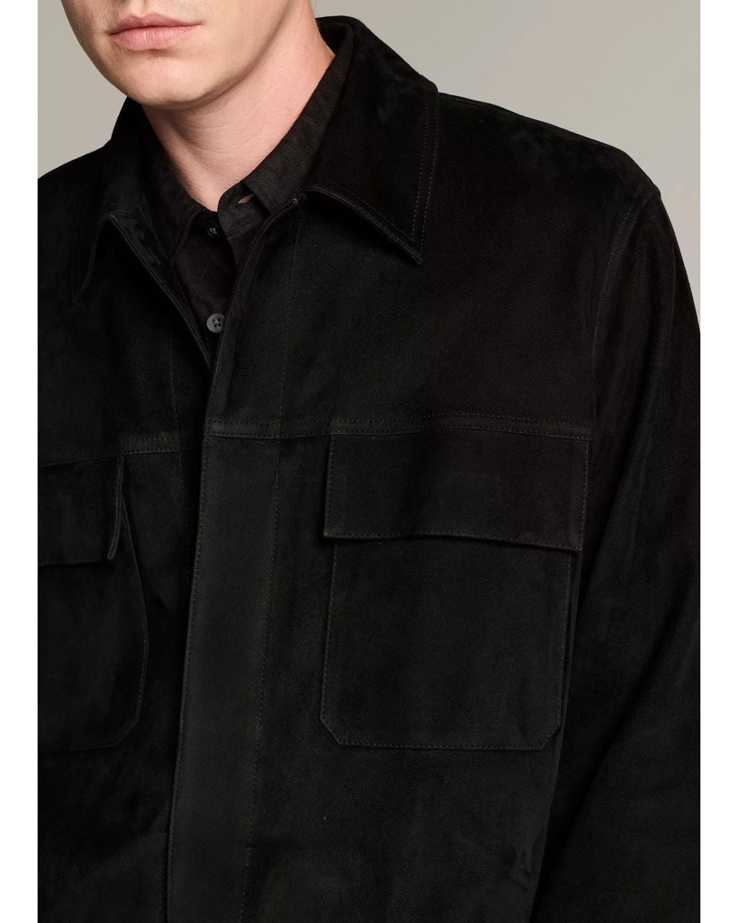 Vince Black Suede Shirt Jacket for men