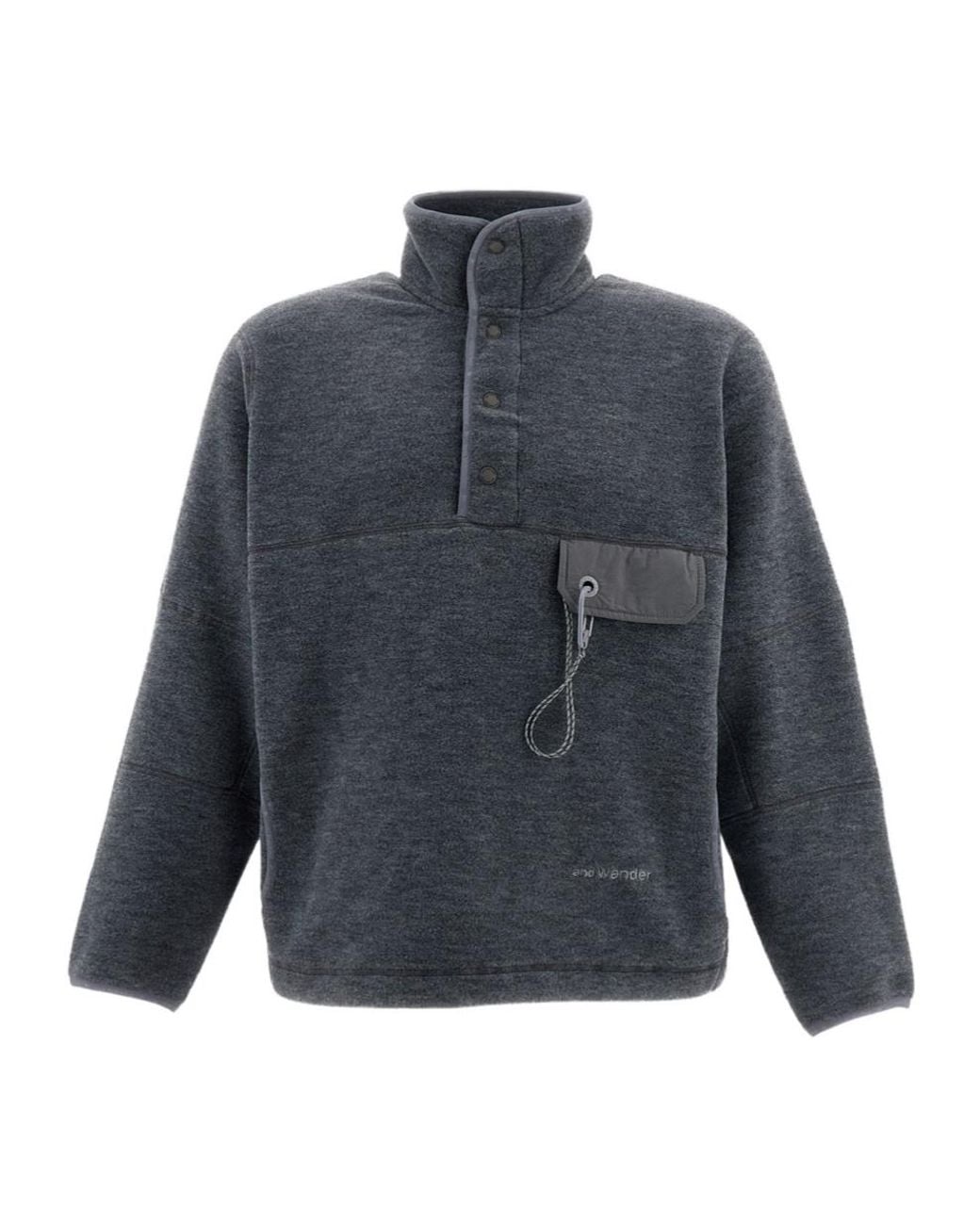 And Wander Blue Fleece-Knit Panelled Sweatshirt for men