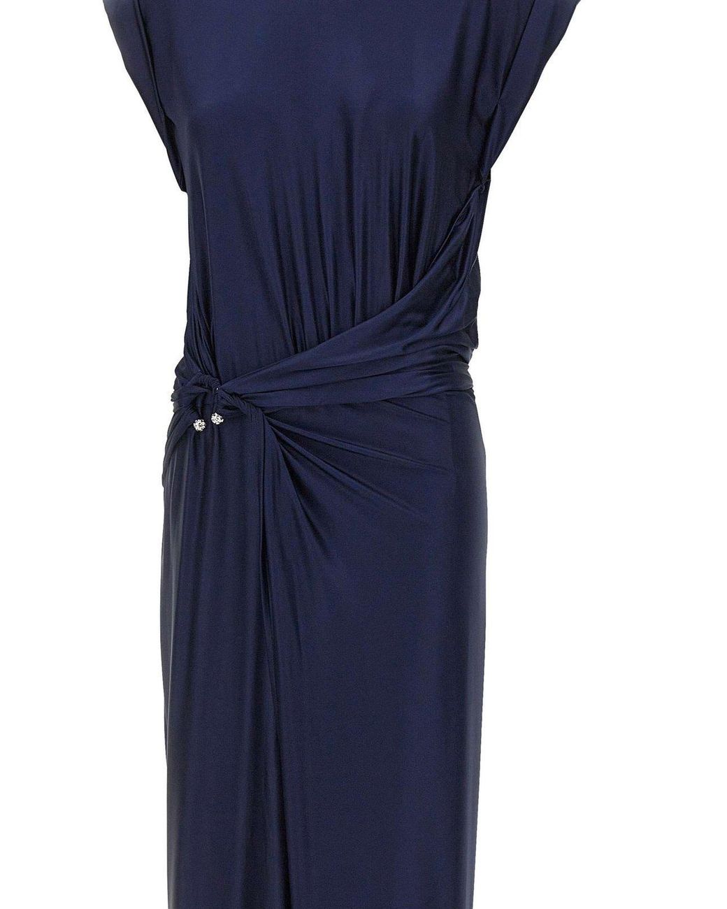 Rabanne Blue Rabanne Draped Pierced Midi Dress