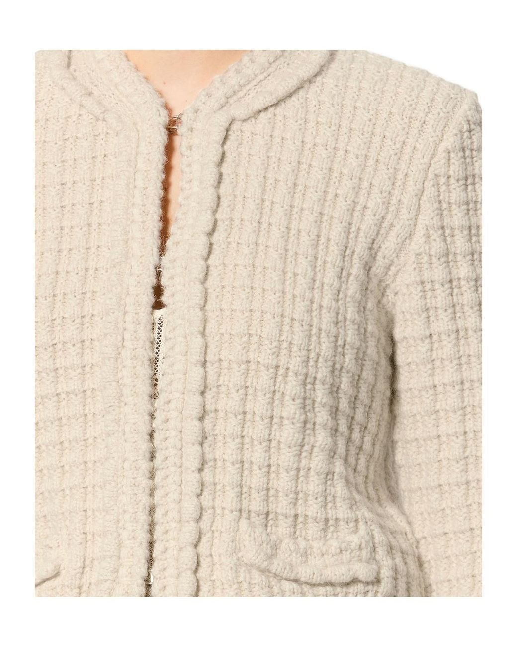 Isabel Marant Natural Hortense Waffle Knit Cardigan